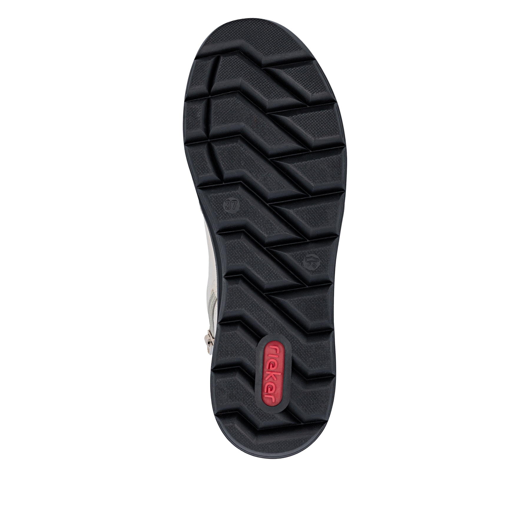 Bottines Rieker beiges pour femmes Z0065-60 avec fermeture éclair. Semelle extérieure de la chaussure.