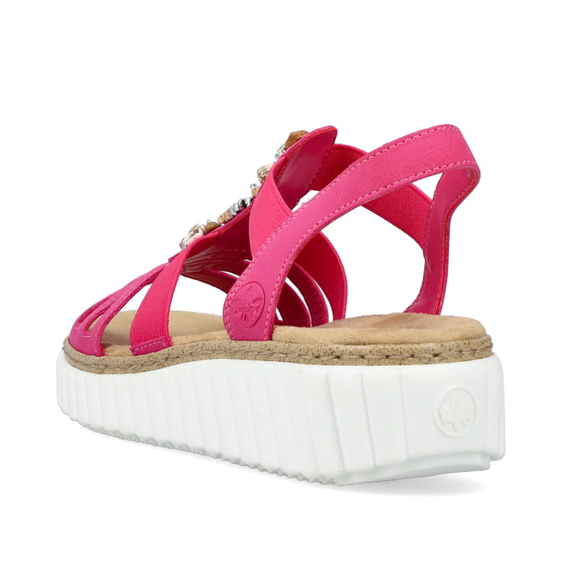 Rosane Rieker Damen Riemchensandalen 63249-31 mit Schmuckelementen. Schuh von hinten.