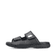 Schwarze Rieker Herren Pantoletten 25590-00 mit einem Klettverschluss. Schuh Außenseite.