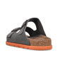 Graue Rieker Herren Pantoletten 21190-40 mit einem Schnallen sowie Extraweite H. Schuh von hinten.