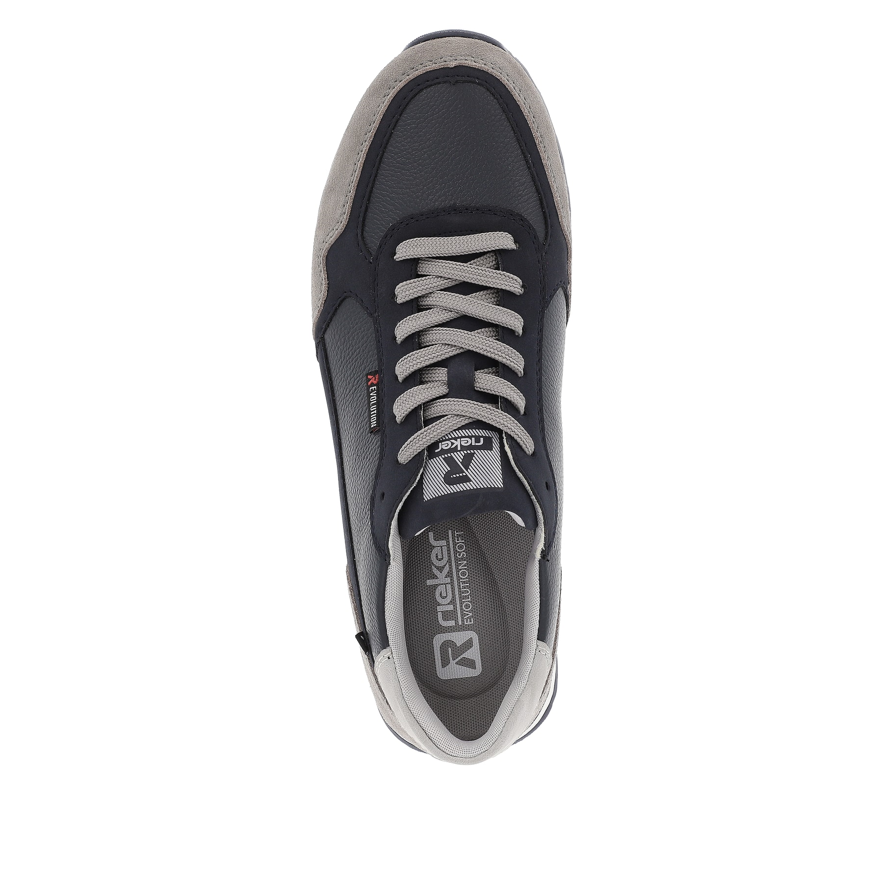 Blaue Rieker Herren Sneaker Low U0307-14 mit griffiger und leichter Sohle. Schuh von oben.