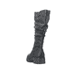 
Nachtschwarze Rieker Damen Hochschaftstiefel 76891-00 mit einer robusten Profilsohle. Schuh von hinten