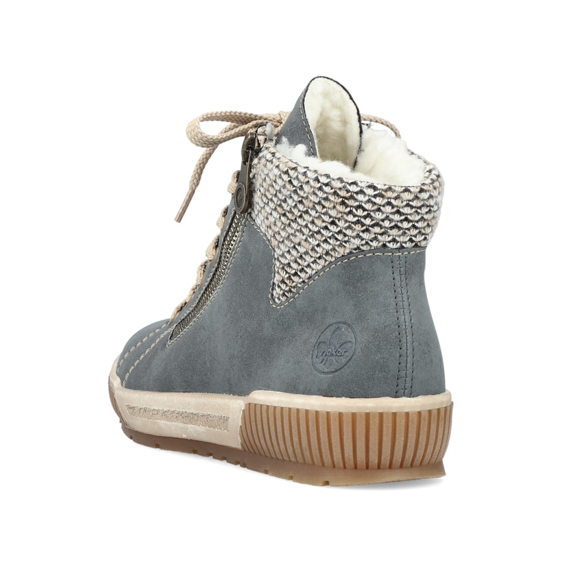 Pazifikblaue Rieker Damen Schnürschuhe  M9850-14 mit einer schockabsorbierenden Sohle. Schuh Innenseite