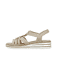 Beige Rieker Keilsandaletten V0649-62 mit Schmuckelementen sowie einem Gummizug. Schuh Außenseite.