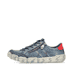Blaue Rieker Damen Slipper L0357-12 mit einem Reißverschluss. Schuh Außenseite.