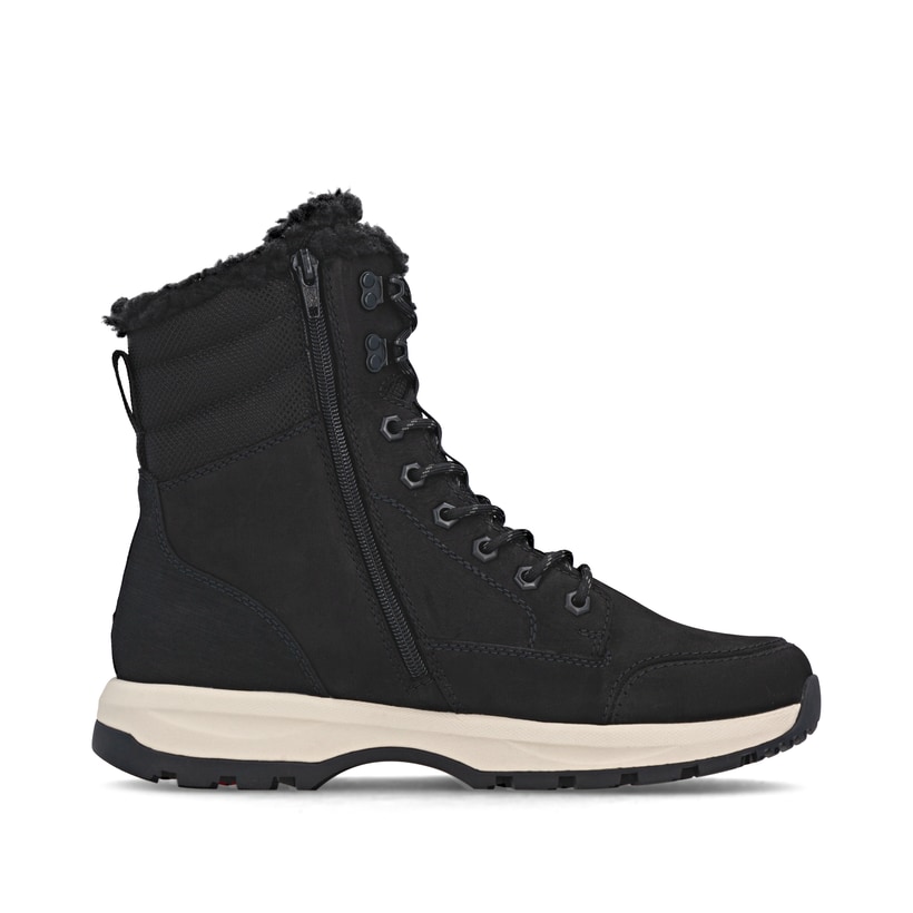 Schwarze Rieker Herren Schnürstiefel U1672-00 aus Rauleder. Schuh Innenseite.
