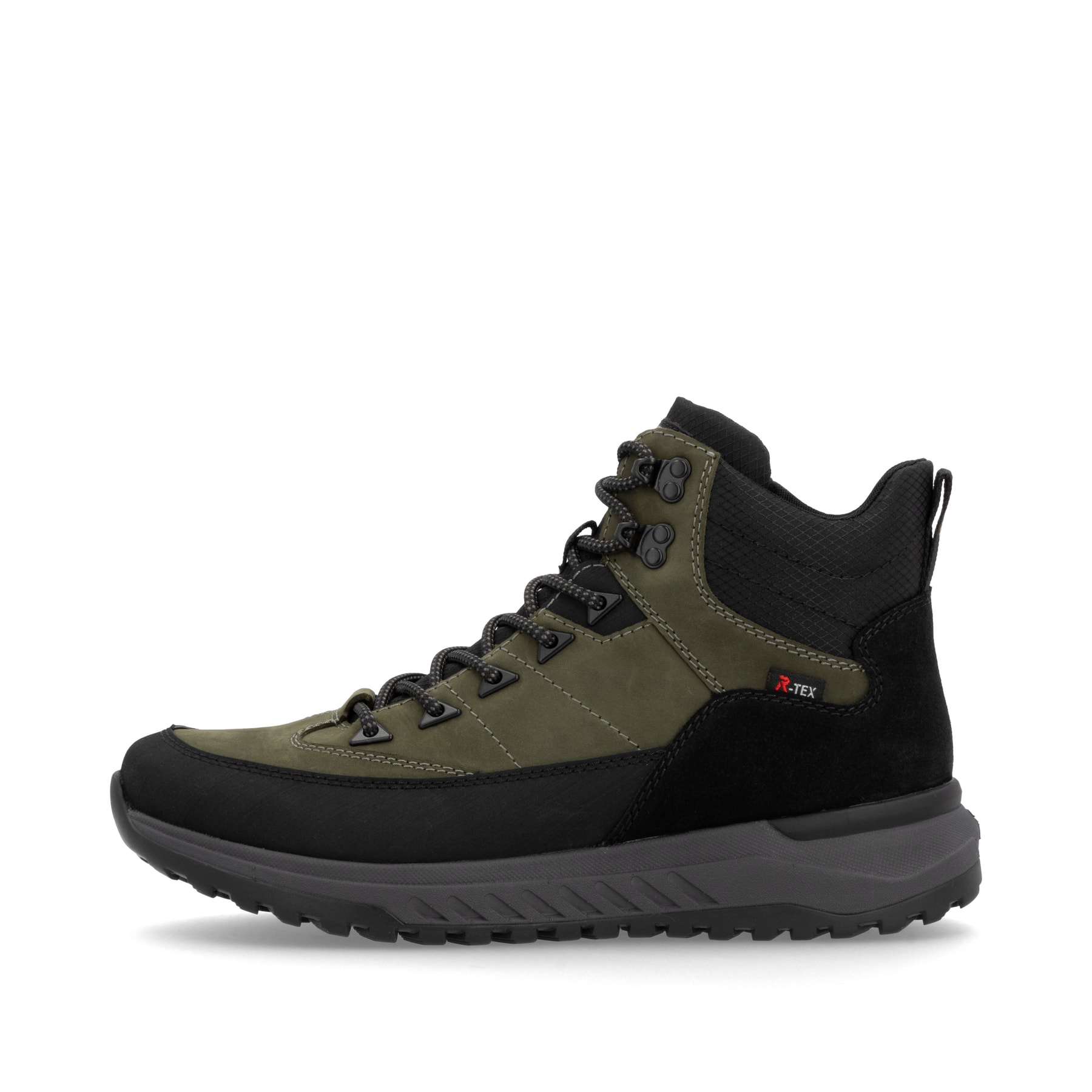 Braune Rieker Herren Schnürstiefel U0171-25 mit wasserabweisender TEX-Membran. Schuh Außenseite gespiegelt.