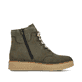 Schilfgrüne Rieker Damen Schnürstiefel Y0033-54 mit einem Reißverschluss. Schuh Innenseite.