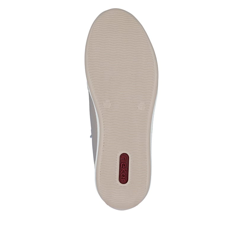 Beigeweiße Rieker Damen Schnürschuhe N1103-90 mit metallischem Finish. Schuh Laufsohle.