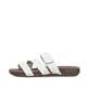 Weiße Rieker Damen Pantoletten 61450-80 mit einem Klettverschluss. Schuh Außenseite.