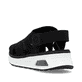 Schwarze Rieker Damen Riemchensandalen 65662-00 mit Rieker Air Sohlenfenster. Schuh von hinten.