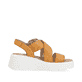 Orangene Rieker Keilsandaletten W1550-38 mit flexibler und ultra leichter Sohle. Schuh Innenseite.