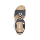 Blaue Rieker Keilsandaletten 63798-14 mit einem Gummizug. Schuh von oben.