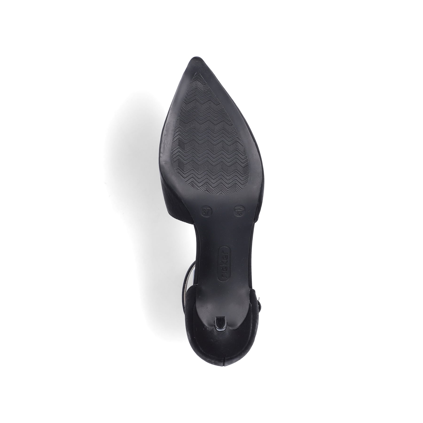 Schwarze Rieker Pumps 41153-00 mit einer griffigen Sohle. Schuh Laufsohle.