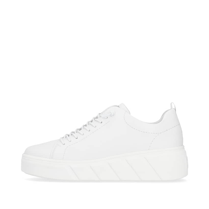 Weiße Rieker Damen Sneaker Low W0500-81 mit ultra leichter und dämpfender Sohle. Schuh Außenseite.