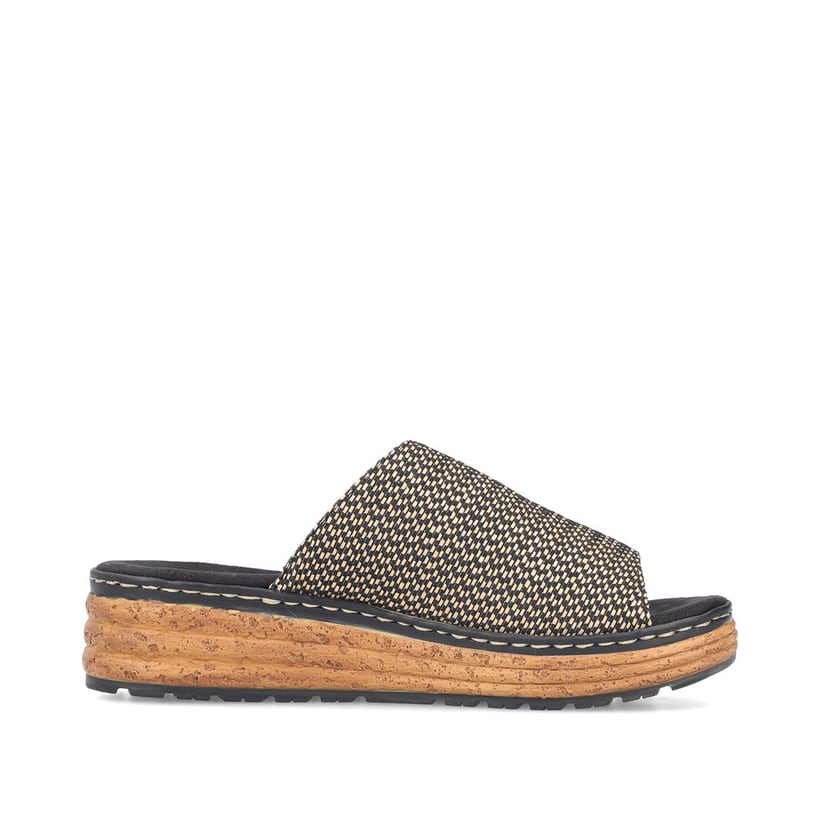 Mehrfarbige Rieker Damen Pantoletten 62768-90 mit der Extraweite H. Schuh Innenseite.