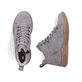 Hellgraue Rieker Damen Schnürstiefel Y8414-42 mit einem Reißverschluss. Schuh von oben, liegend.