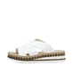 Weiße Rieker Damen Pantoletten V7989-80 mit einem Gummizug. Schuh Außenseite.