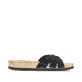 Schwarze Rieker Damen Pantoletten 69880-00 mit Schnalle sowie leichter Sohle. Schuh Innenseite.