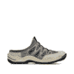 Graue Rieker Damen Clogs L0559-40 mit Gummizug sowie schockabsorbierender Sohle. Schuh Innenseite.