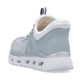 Blaue Rieker Damen Sneaker Low M6071-12 mit Gummizug sowie einer flexiblen Sohle. Schuh von hinten.