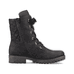 Tiefschwarze Rieker Damen Biker Boots 78523-01 mit einer robusten Profilsohle. Schuh Innenseite