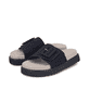 Mules Rieker noires pour femme V5650-00 avec boucle tendance. Chaussures inclinées sur le côté.