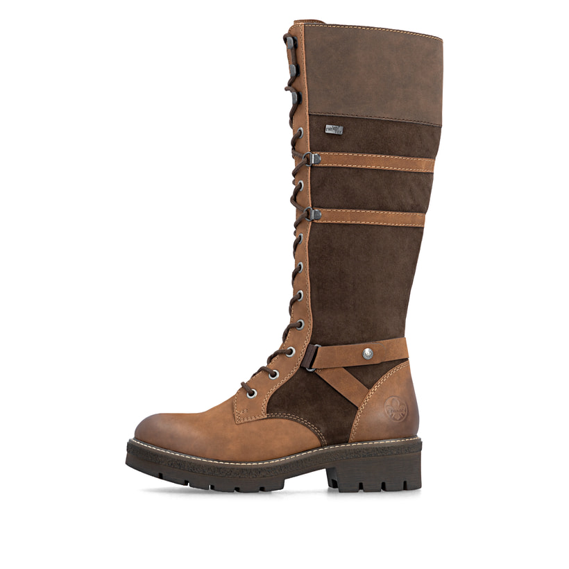 Braune Rieker Damen Schnürstiefel Y8101-25 aus Rauleder. Schuh Außenseite.