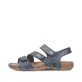 Blaue Rieker Damen Riemchensandalen 61402-12 mit einem Klettverschluss. Schuh Außenseite.