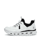 Weiße vegane Rieker Damen Sneaker Low M6062-80 mit einem Gummizug. Schuh Außenseite.