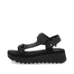 Schwarze Rieker Damen Riemchensandalen W3051-00 mit einem Klettverschluss. Schuh Außenseite.