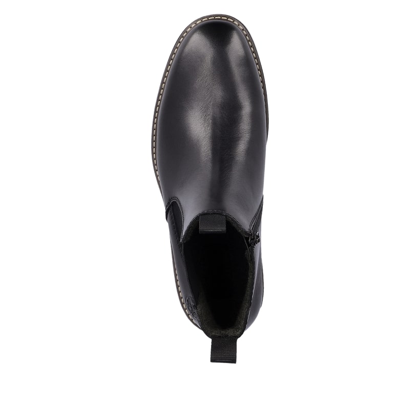 Stahlschwarze Rieker Herren Chelsea Boots 33180-00 mit einem Reißverschluss. Schuh Laufsohle.