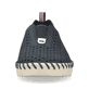 Stahlblaue Rieker Damen Slipper N1963-14 mit Elastikeinsatz sowie Löcheroptik. Schuh Außenseite gespiegelt.