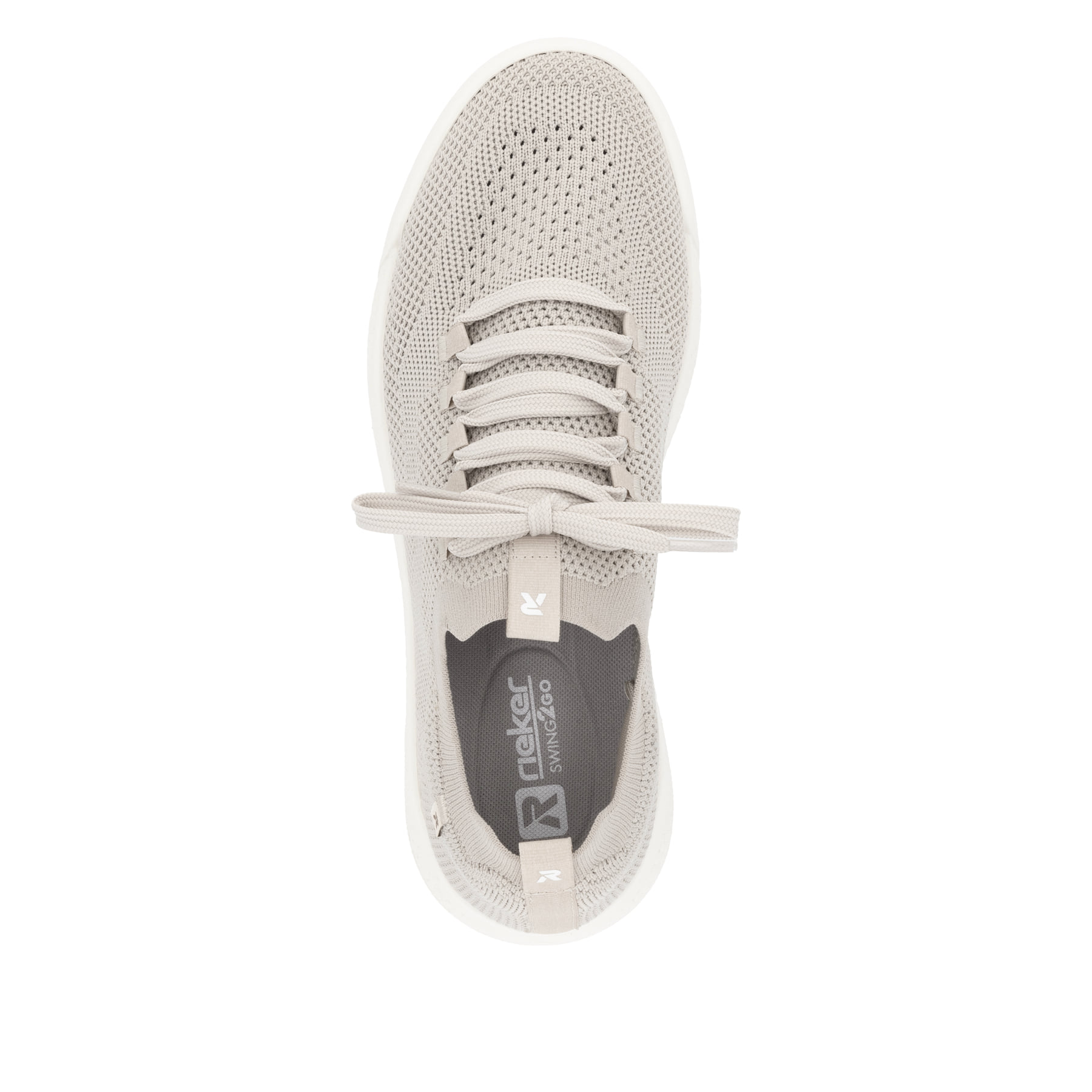 Beige waschbare Rieker Herren Slipper U1103-62 mit einem Gummizug. Schuh von oben.