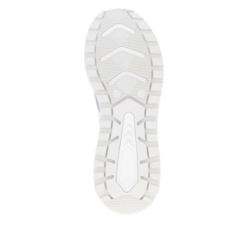 Baskets basses Rieker blanches pour femme W2500-80 avec lacets. Semelle extérieure de la chaussure.