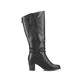 Tiefschwarze Rieker Damen Hochschaftstiefel 96059-00 mit einer robusten Profilsohle. Schuh Innenseite