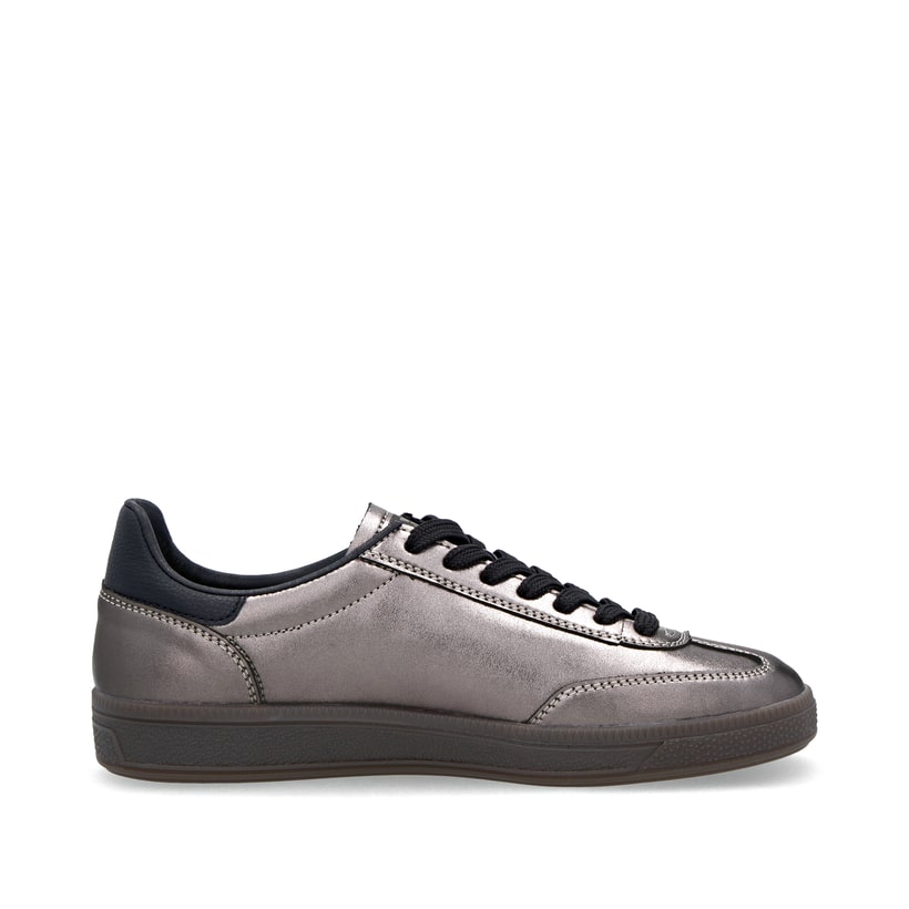 Silberne Rieker Damen Sneaker Low W2200-91 mit einer Schnürung. Schuh Innenseite.