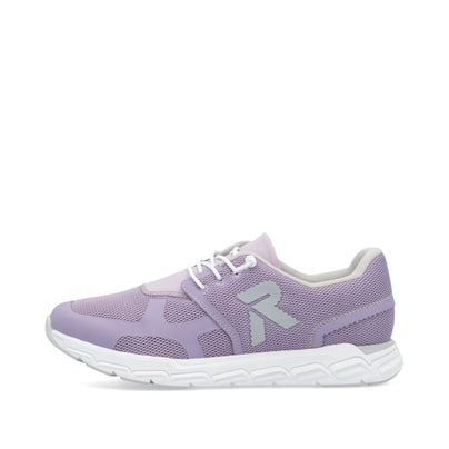 Rosane Rieker Damen Sneaker Low M9000-30 mit einer Gummischnürung. Schuh Außenseite.