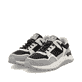 Schwarze Rieker Herren Sneaker Low U1300-00 mit einer Schnürung. Schuhpaar seitlich schräg.