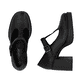 Schwarze Rieker Pumps Y4160-00 mit einer Schnalle sowie der Komfortweite G. Schuh von oben, liegend.