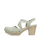 Grüne Rieker Riemchensandaletten 66778-52 mit einem Gummizug. Schuh Außenseite.