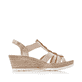 Rosane Rieker Keilsandaletten 619B2-31 mit Schmuckelementen sowie einem Gummizug. Schuh Innenseite.