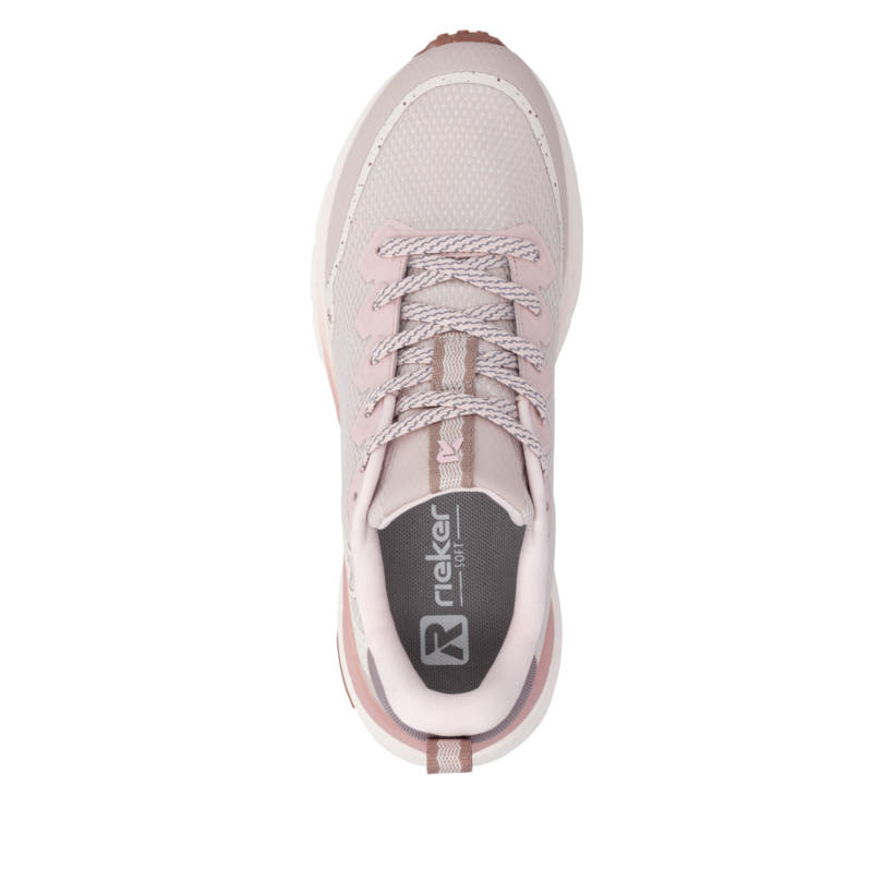 Beige Rieker Sport Damen Sneaker Low W4501-60. Schuh von oben.