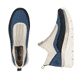Blaue vegane Rieker Damen Sneaker High 48053-14 mit einem Reißverschluss. Schuh von oben, liegend.