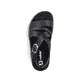Schwarze Rieker Damen Riemchensandalen V5663-00 mit trendiger Schnalle. Schuh von oben.