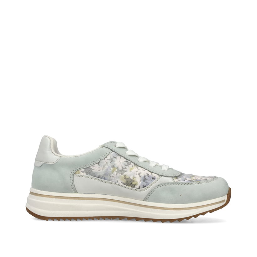 Mehrfarbige Rieker Damen Sneaker Low L5812-91 mit floralem Muster. Schuh Innenseite.