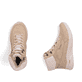 Vegane, beige Rieker Damen Sneaker High M8510-60 mit Teddyfell-Kragen. Schuh von oben, liegend.