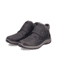 Dunkelbraune Rieker Herren Kurzstiefel 03680-25 aus Glattleder. Schuhpaar seitlich schräg.