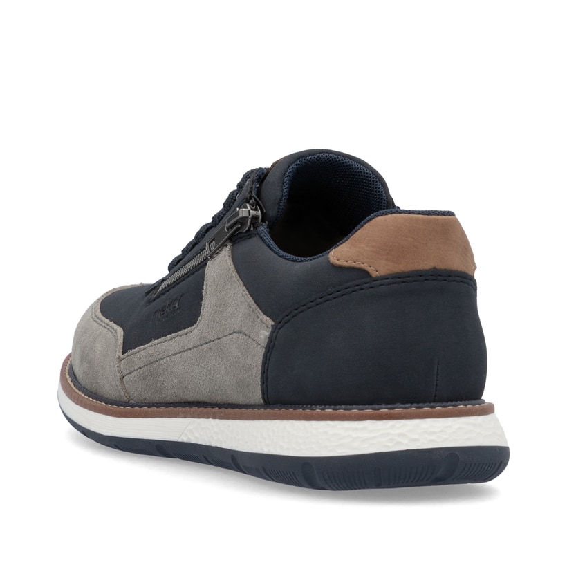 Blaue Rieker Herren Schnürschuhe 04401-14 mit einem Reißverschluss. Schuh von hinten.