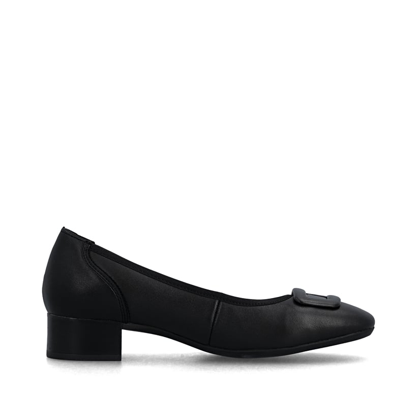 Ballerines Rieker noires pour femme 43453-00 en cuir lisse. Intérieur de la chaussure.